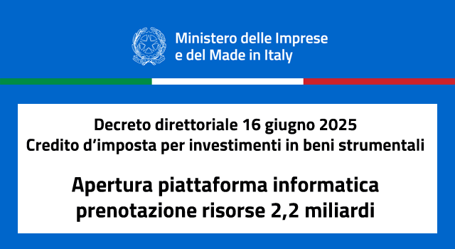 Transizione 4.0 - al via la prenotazione dei crediti d'imposta dalle ore 14.00 di oggi 17.06.2025